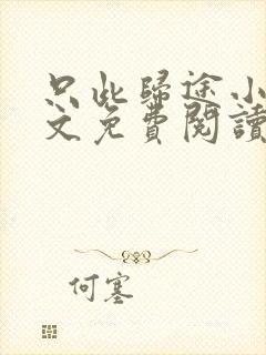 只此归途小说全文免费阅读