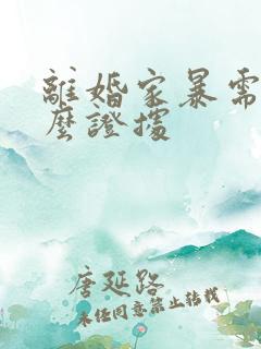 离婚家暴需要什么证据