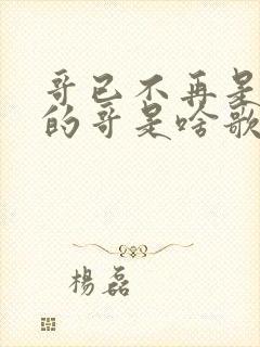 哥已不再是当年的哥是啥歌