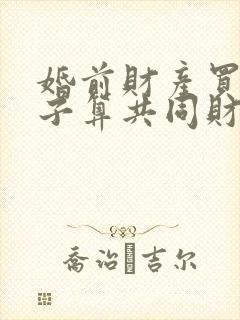 婚前财产买的房子算共同财产吗