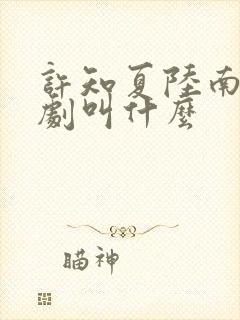 许知夏陆南风短剧叫什么