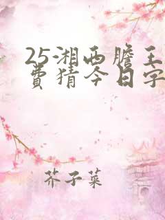 25湘西胆王免费猜今日字谜