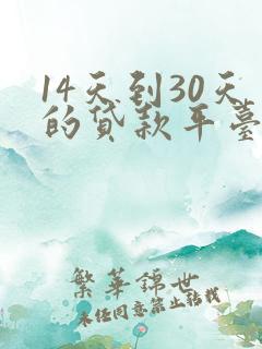 14天到30天的贷款平台