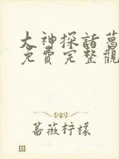 大神探诸葛九九免费完整观看