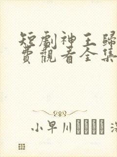 短剧神王归来免费观看全集