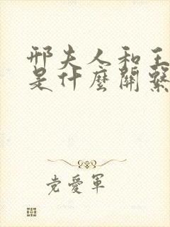 邢夫人和王夫人是什么关系