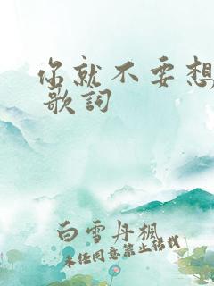 你就不要想起我 歌词