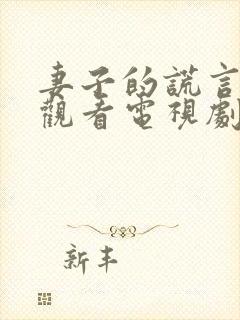 妻子的谎言免费观看电视剧