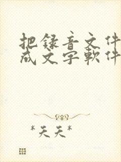 把录音文件转化成文字软件