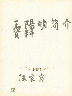 王阳明简介个人资料