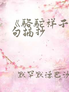 《骆驼祥子》好句摘抄