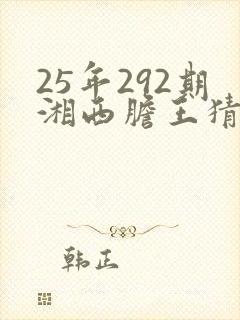 25年292期湘西胆王猜今日3d字谜