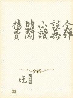 杨明小说全文免费阅读无弹窗