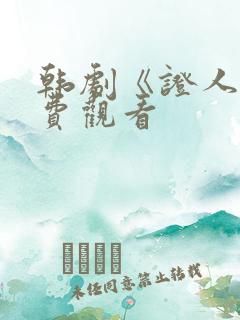 韩剧《证人》免费观看