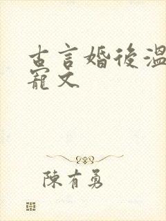 古言婚后温馨甜宠文