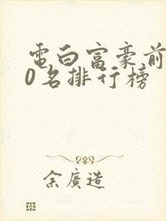 电白富豪前100名排行榜