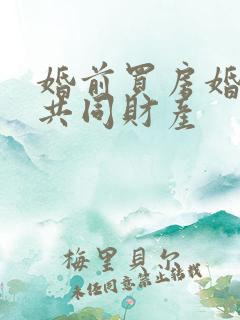 婚前买房婚后算共同财产