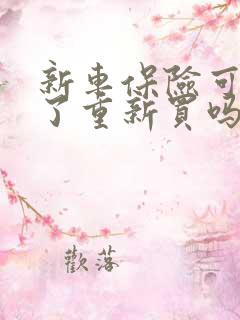 新车保险可以退了重新买吗