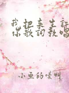我把来生许给了你歌词教唱