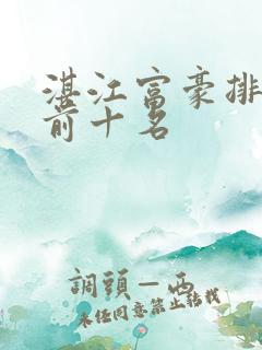 湛江富豪排行榜前十名