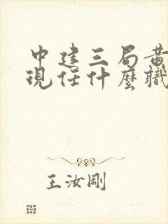 中建三局黄志军现任什么职务