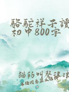 骆驼祥子读后感初中800字