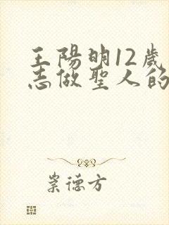 王阳明12岁立志做圣人的故事