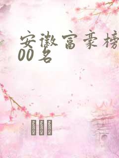 安徽富豪榜前100名