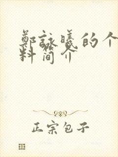 郑咏曦的个人资料简介