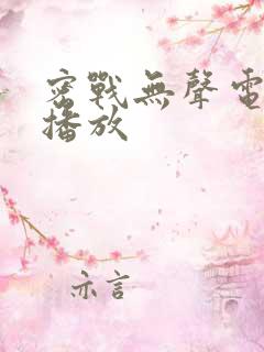 密战无声电视剧播放