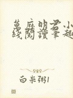 万历明君小说在线阅读笔趣阁