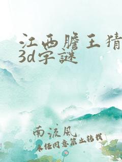 江西胆王猜今日3d字谜