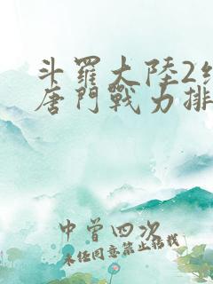 斗罗大陆2绝世唐门战力排名