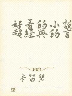 好看的小说推荐超经典的言情