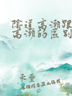 阴道高潮跟阴蒂高潮的区别