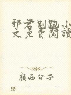 邪君别跑小说全文免费阅读