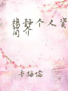 杨静个人资料及简介