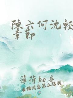 陈六何沈轻舞新章节