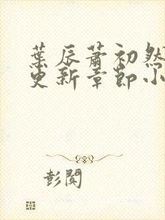 叶辰萧初然最新更新章节小说