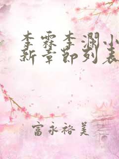 李霖李澜小说最新章节列表官场奇才