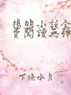 杨明小说全文免费阅读无弹窗