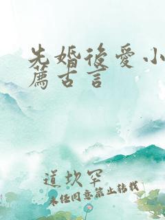 先婚后爱小说推荐古言