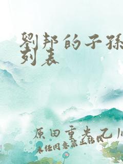 刘邦的子孙后代列表