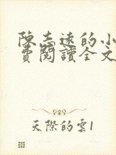 陈志远的小说免费阅读全文