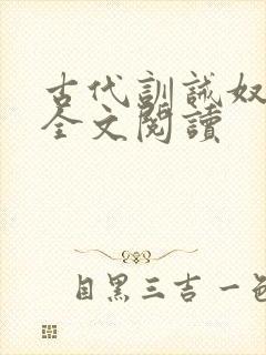 古代训诫奴小说全文阅读