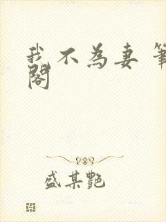 我不为妻 笔趣阁
