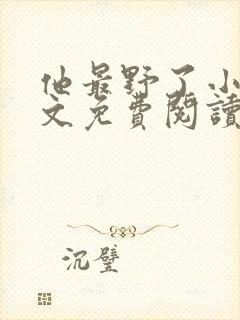 他最野了小说全文免费阅读无弹窗