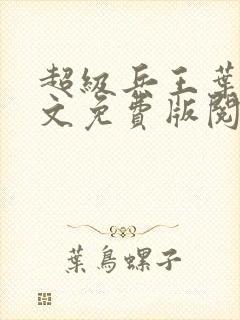 超级兵王叶谦全文免费版阅读