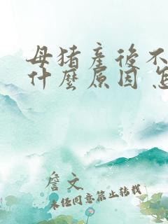 母猪产后不吃食什么原因 怎样解决