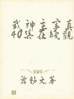 武神主宰真人版40集在线观看